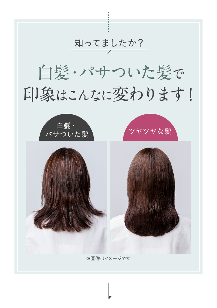 白髪・パサついた髪で
印象はこんなに変わります！