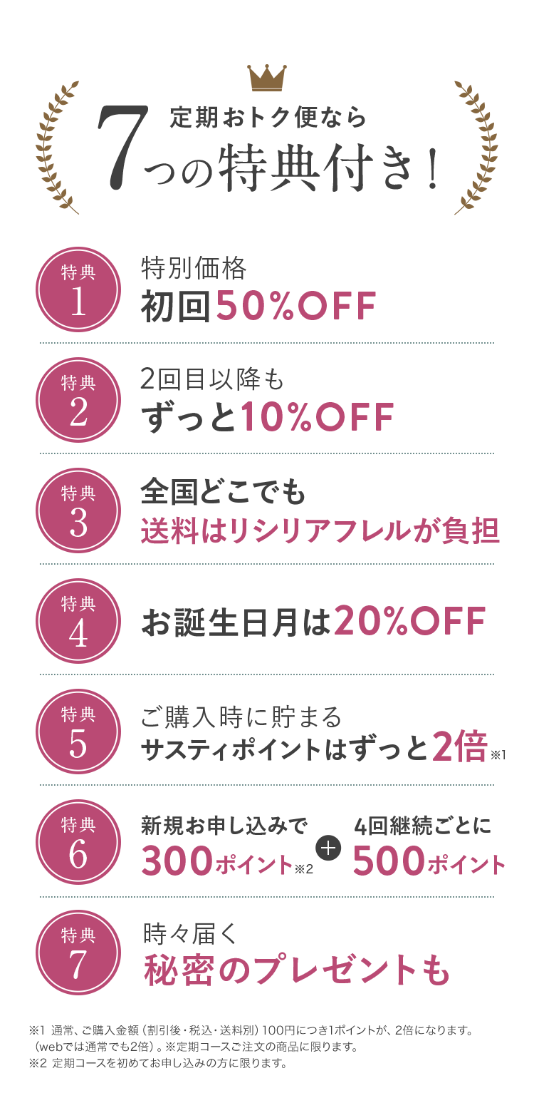 定期おトク便なら
7つの特典付き！